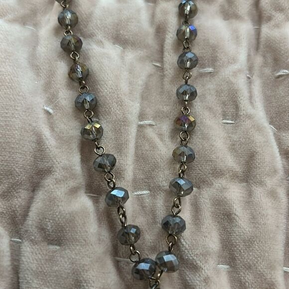 Elegant Silver Beaded Necklace with Tassel - Picture 4 of 6